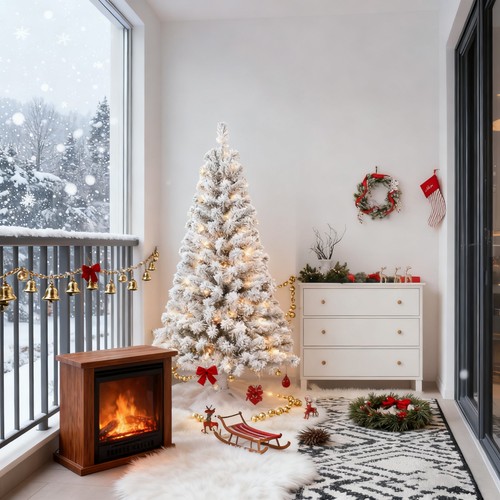 Prelit snow flocked - ft,